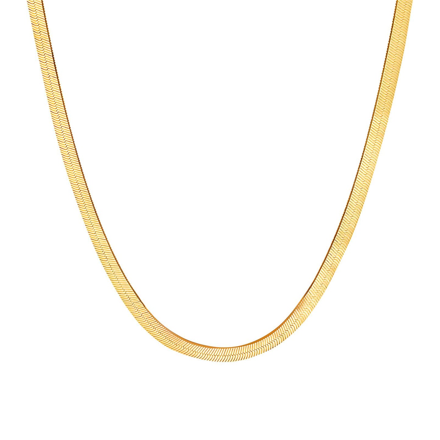 Classic Herringbone Gold Chain Necklace