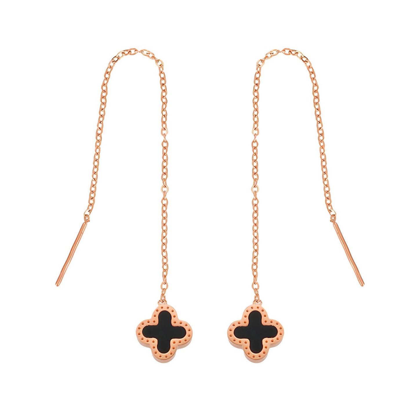 Rose Gold Clover Threader Earrings