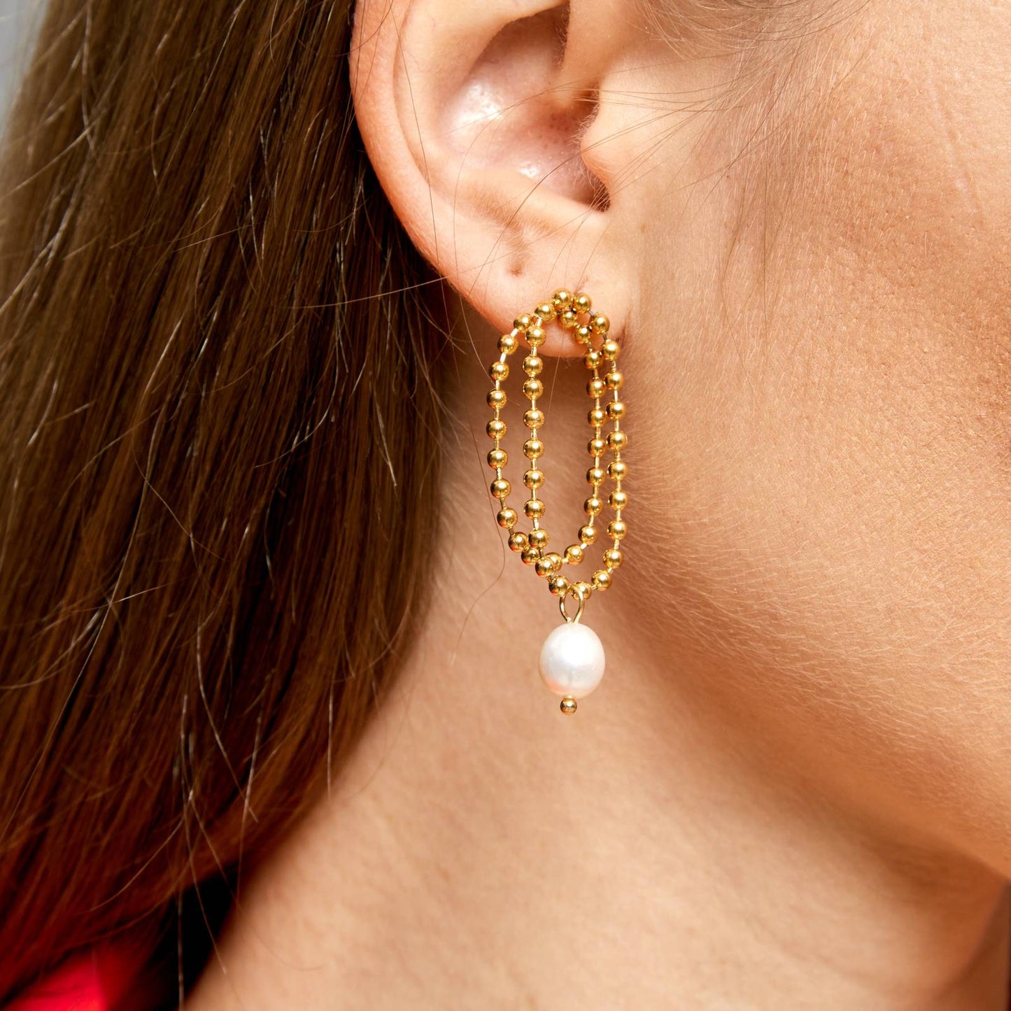 Sleek Gold Ball Drop Earrings