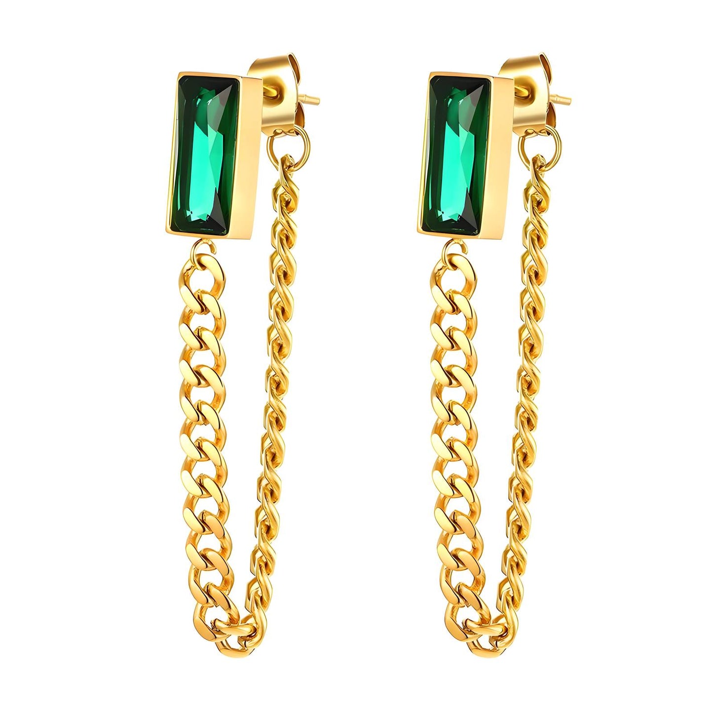 Chain Drop Earrings with Cubic Zirconia