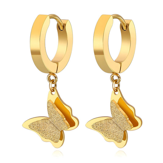 Golden Butterfly Hoop Earrings