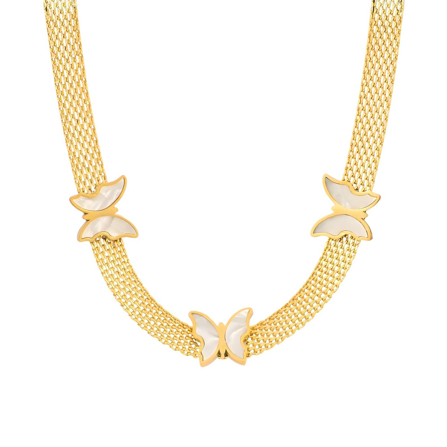 Golden Butterfly Multi-Strand Necklace