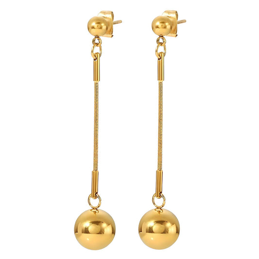 Sleek Gold Ball Drop Earrings