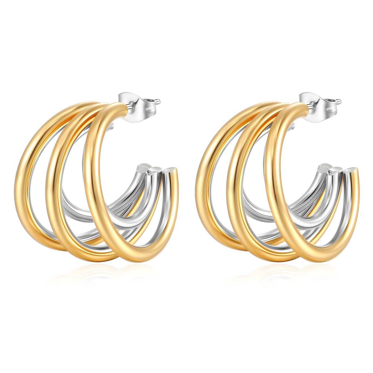 Bold Two-Tone Hoop Earrings