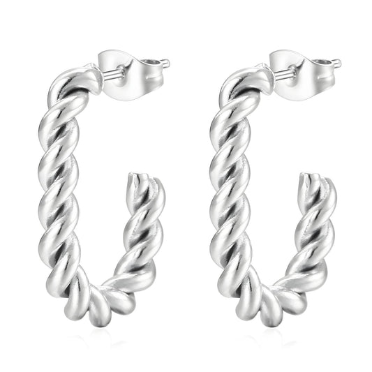 Twisted Silver Hoop Earrings