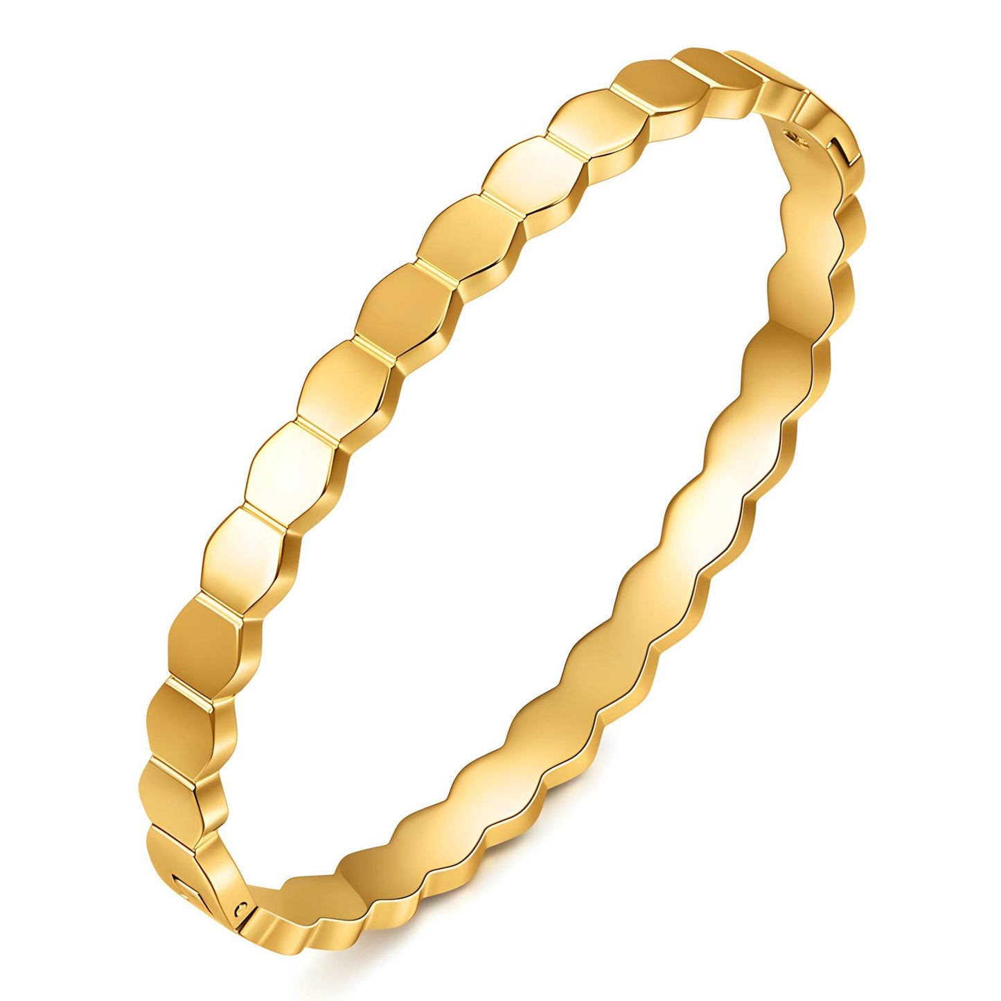 Gold Geometric Patterned Bangle