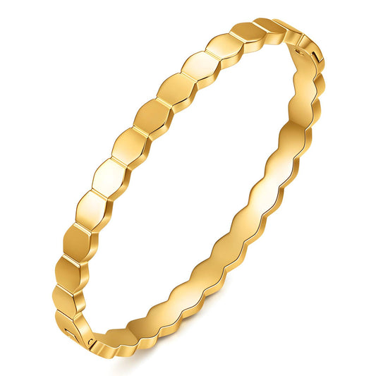 Gold Geometric Patterned Bangle