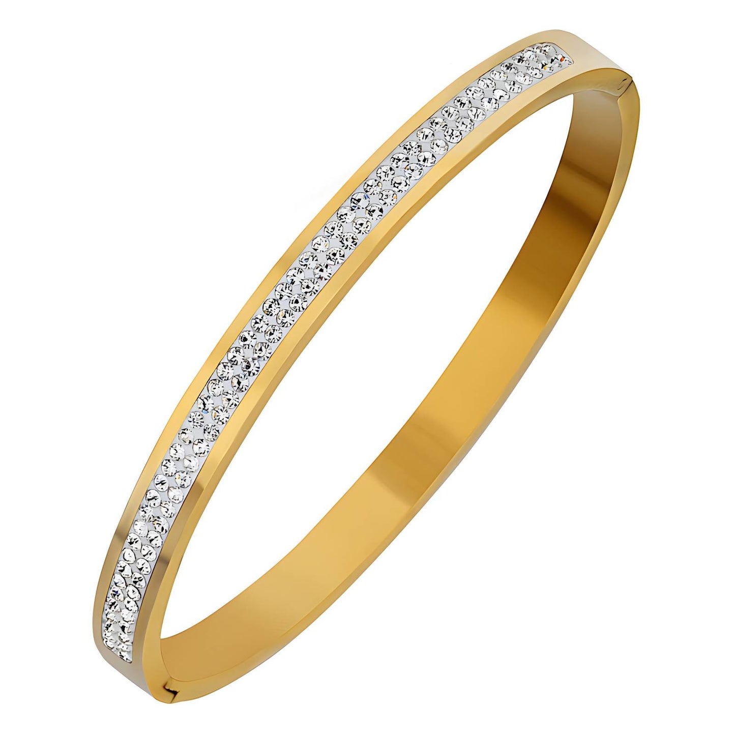 Elegant Cubic Zirconia-Embellished Gold Bangle