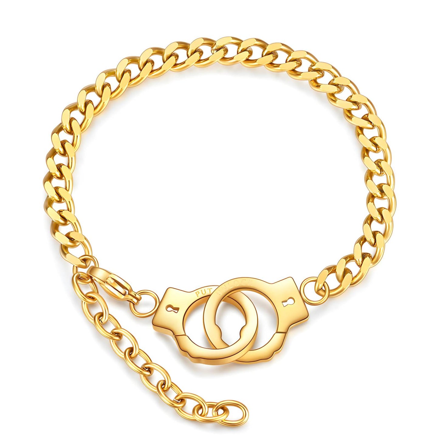 Bold Gold Chain Bracelet with Handcuff Design