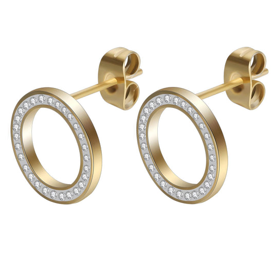 Open Circle Stud Earrings with Cubic Zirconia