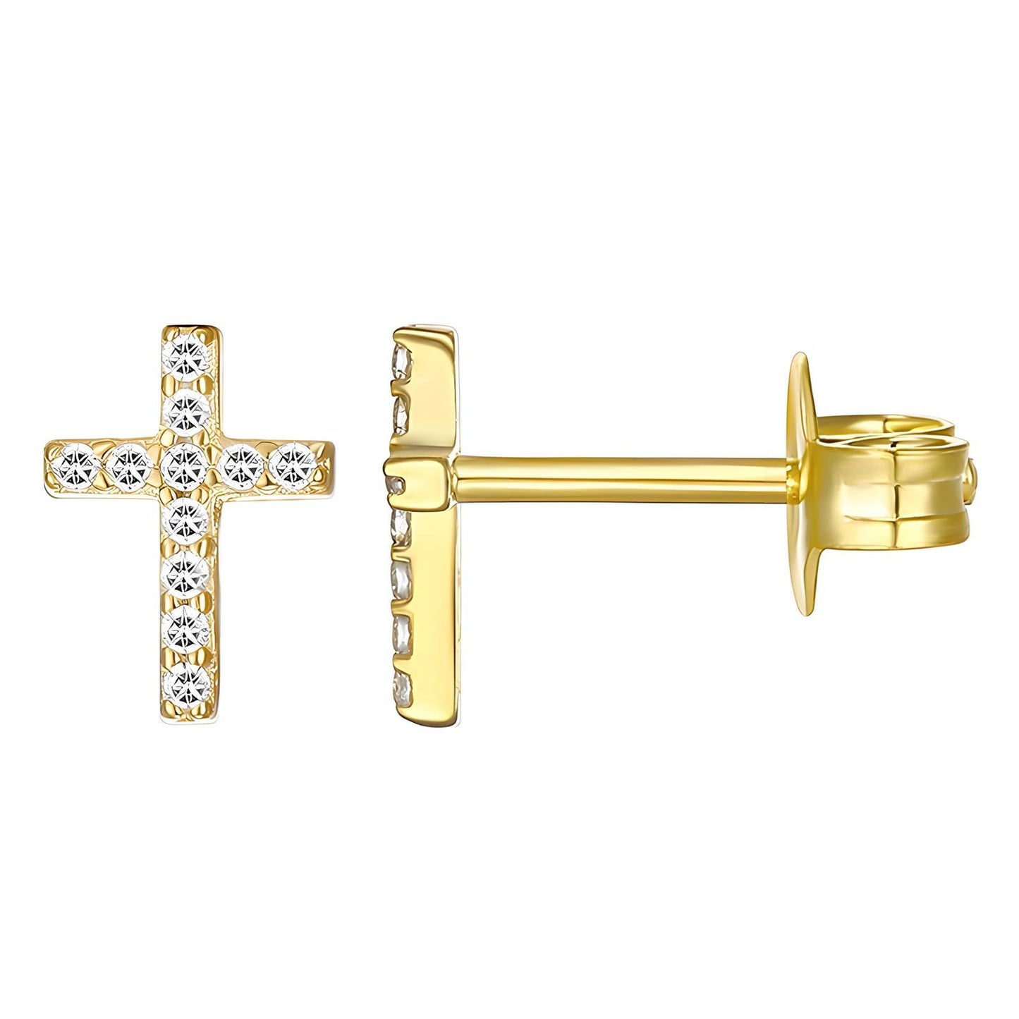 Crystal Cross Stud Earrings