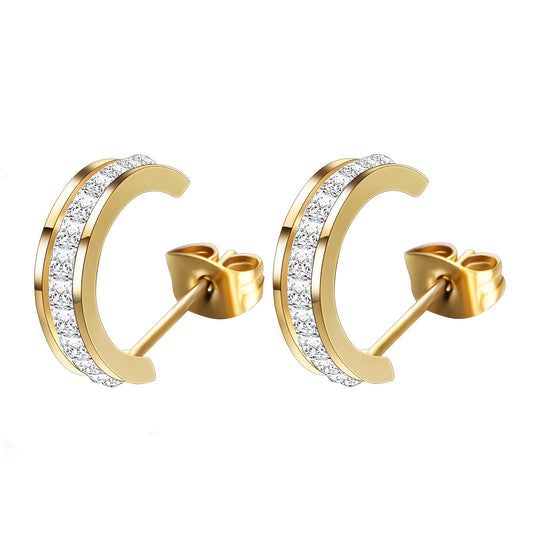 Sparkling Cubic Zirconia Half-Hoop Earrings