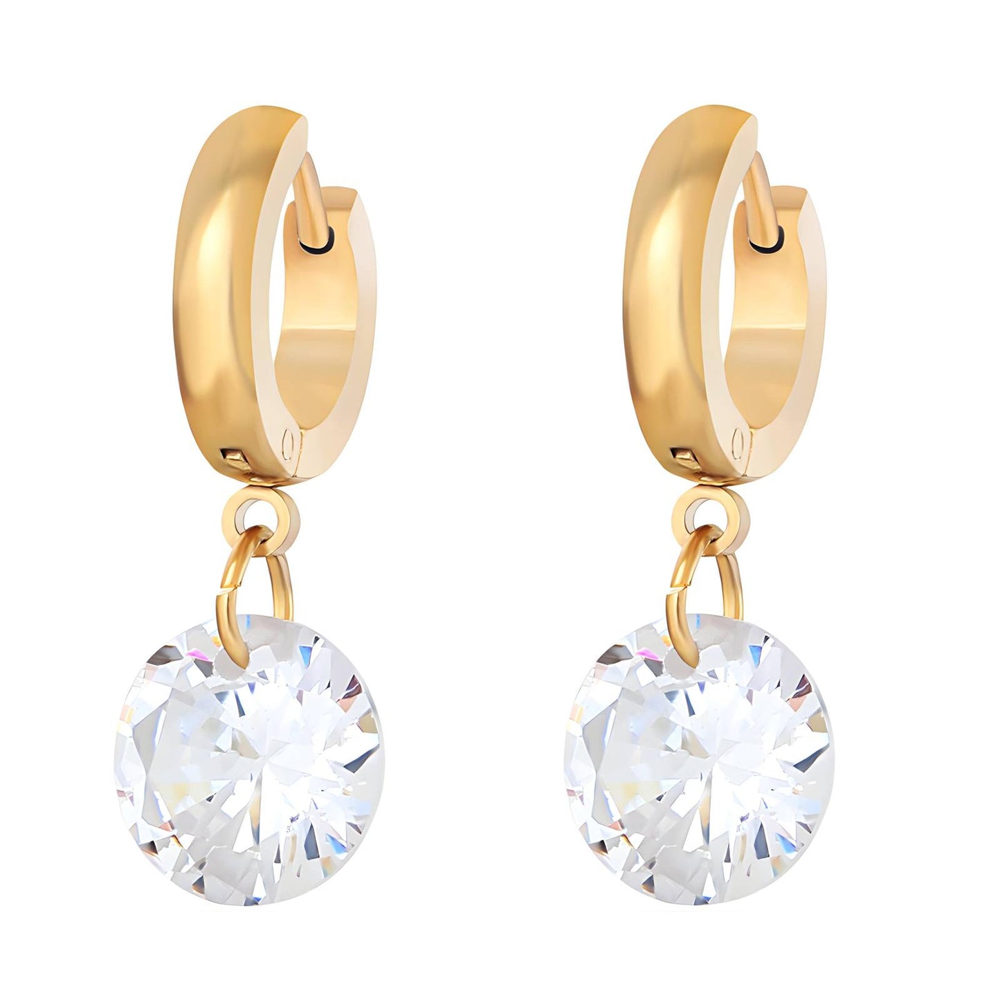 Golden Cubic Zirconia Drop Earrings