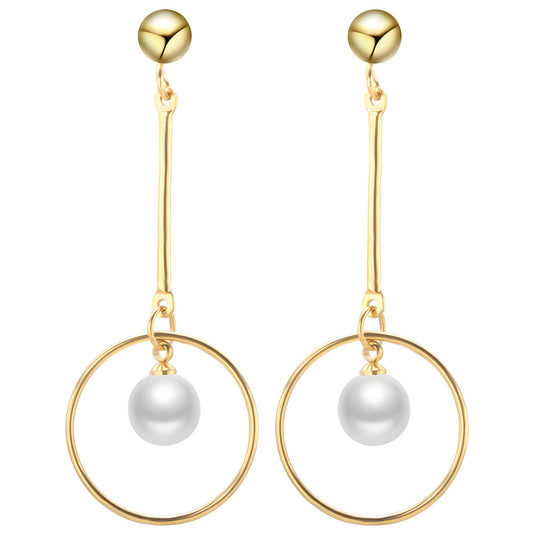 Golden Pearl Drop Earrings