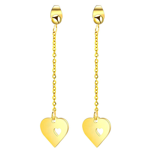 Golden Heart Cutout Drop Earrings