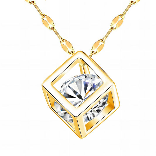 Cubic Zirconia Cube Necklace