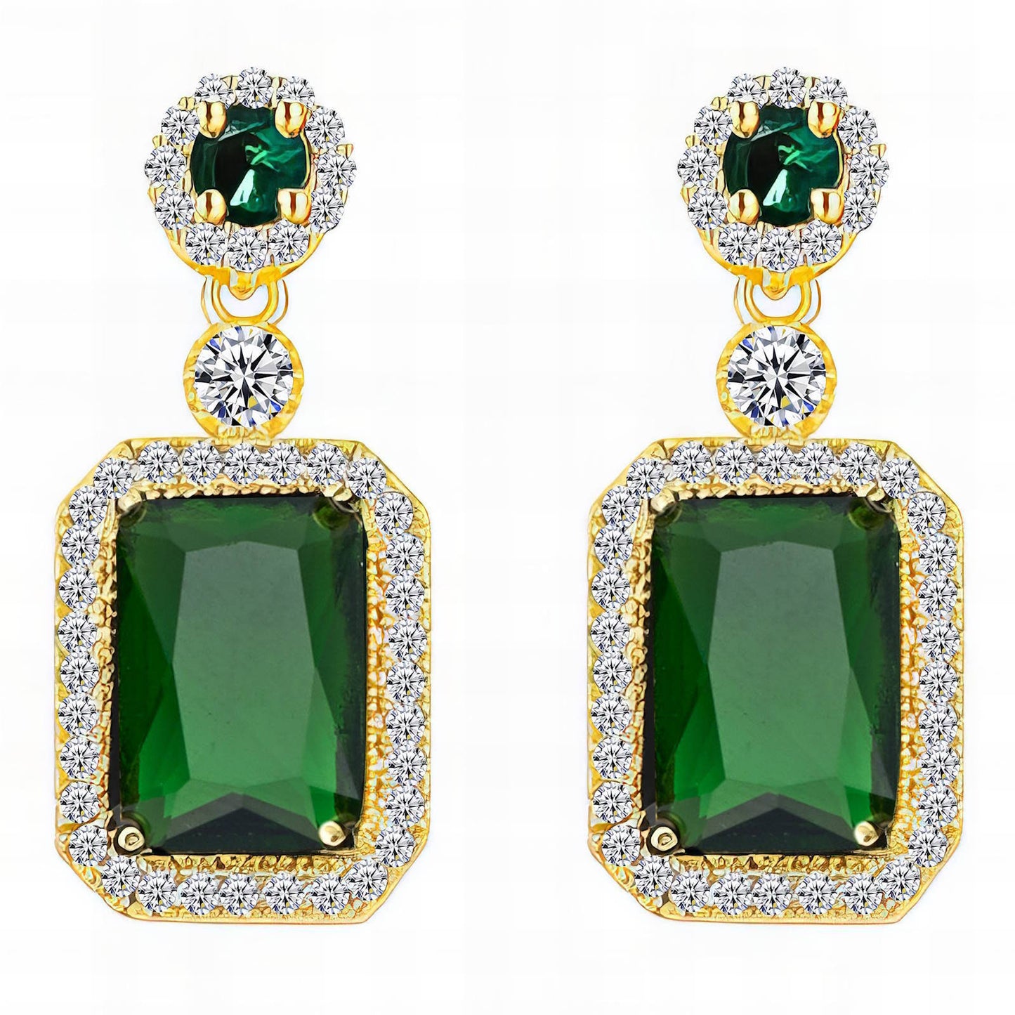 Emerald Green Statement Drop Earrings