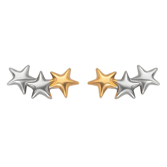 Gold and Silver Star Stud Earrings