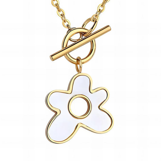 Golden Toggle Flower Pendant Necklace