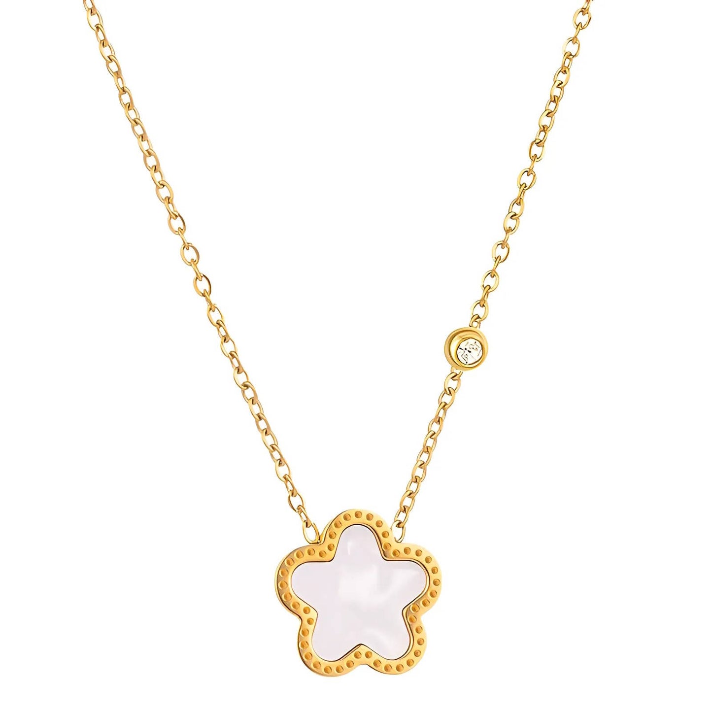 Golden Mother-of-Pearl Star Flower Necklace