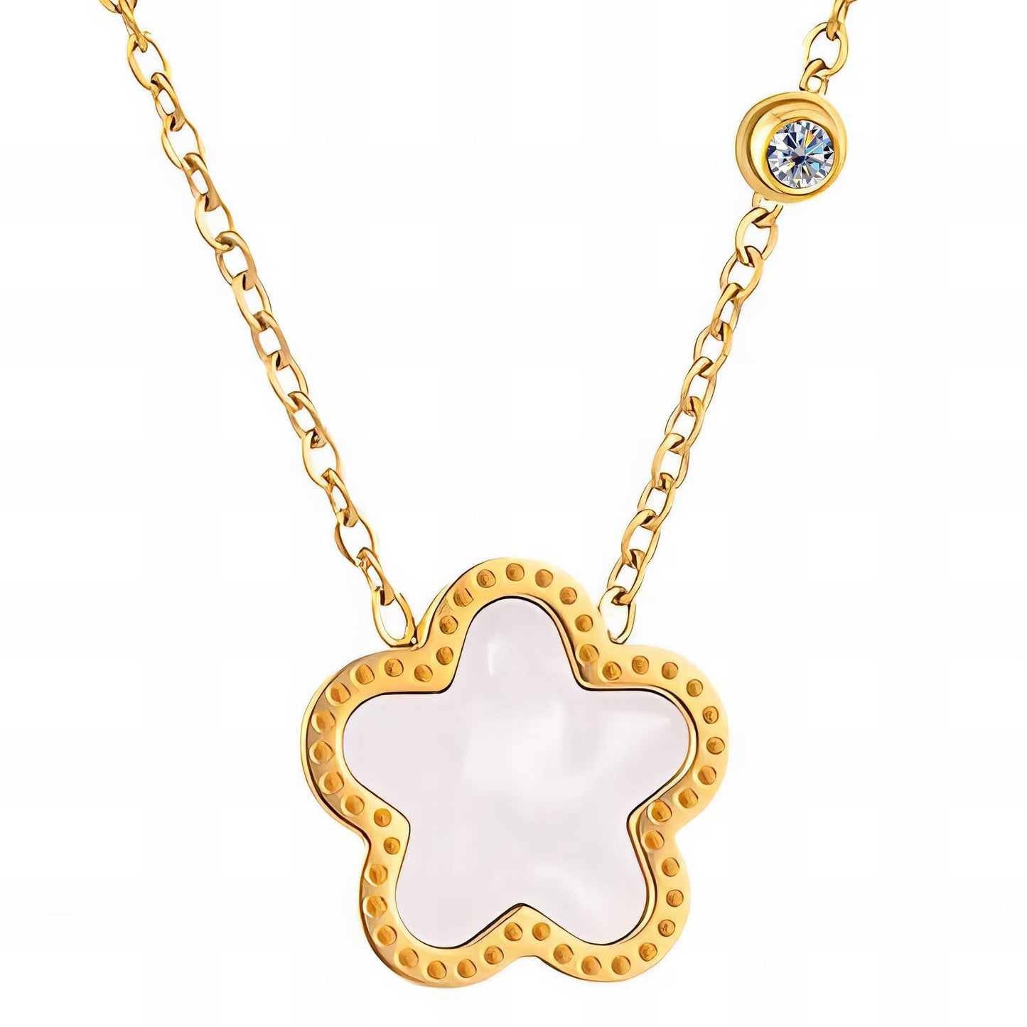 Golden Mother-of-Pearl Star Flower Necklace