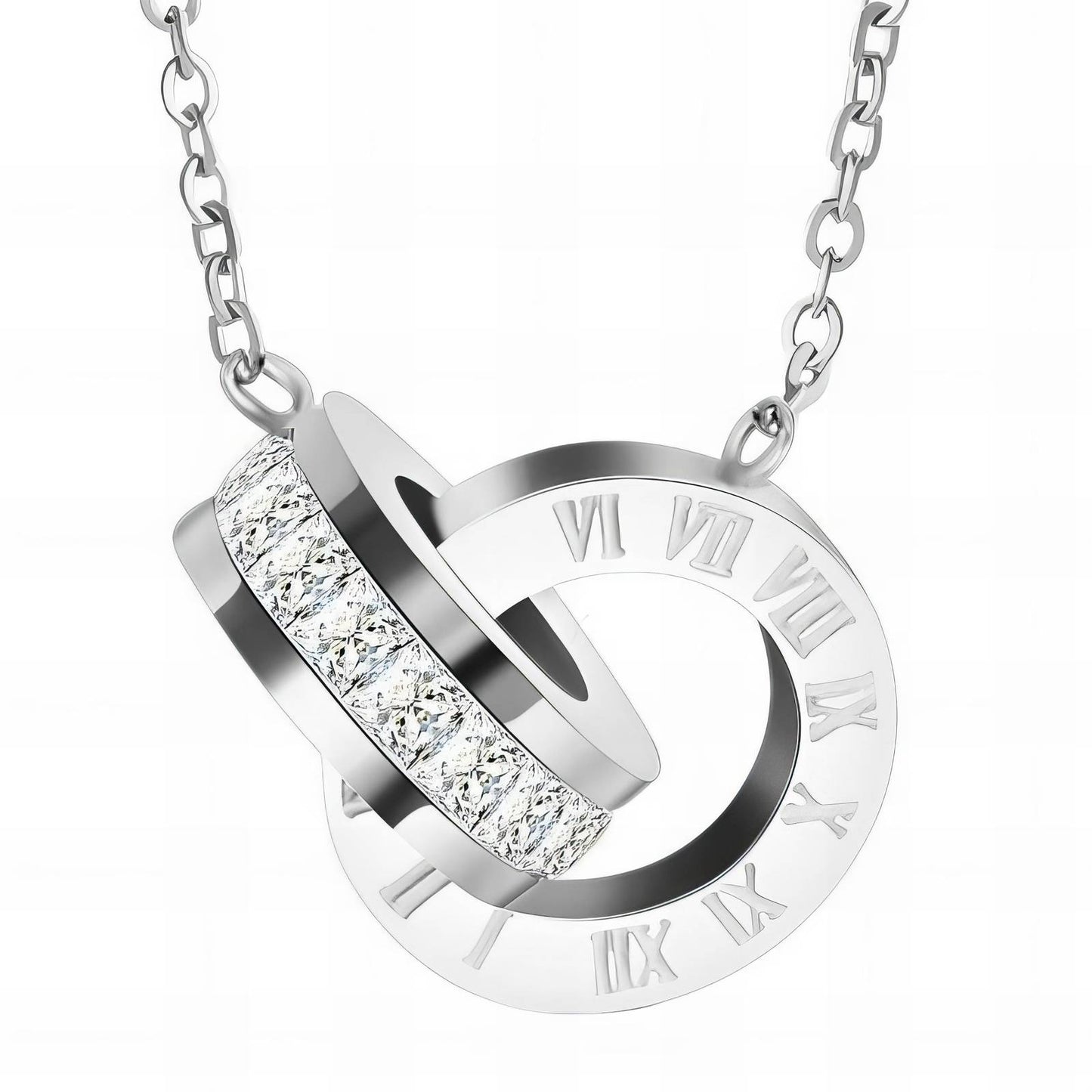 Roman Numeral Duo Ring Necklace