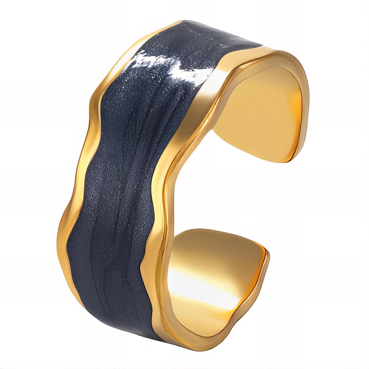 Black and Gold Wave Cuff Bracelet