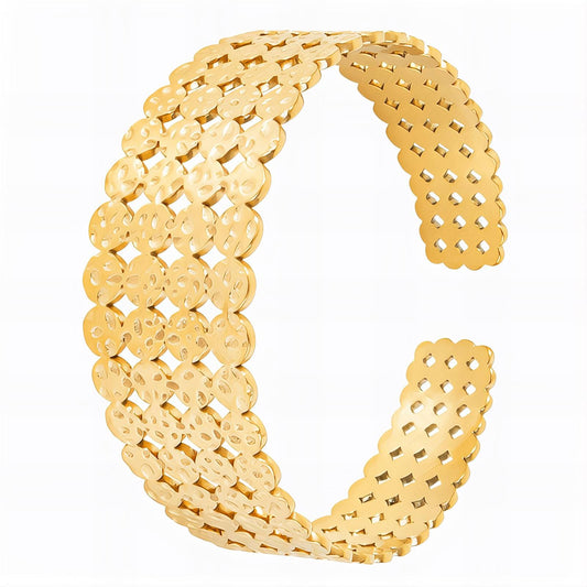 Bold Textured Gold Cuff Bracelet