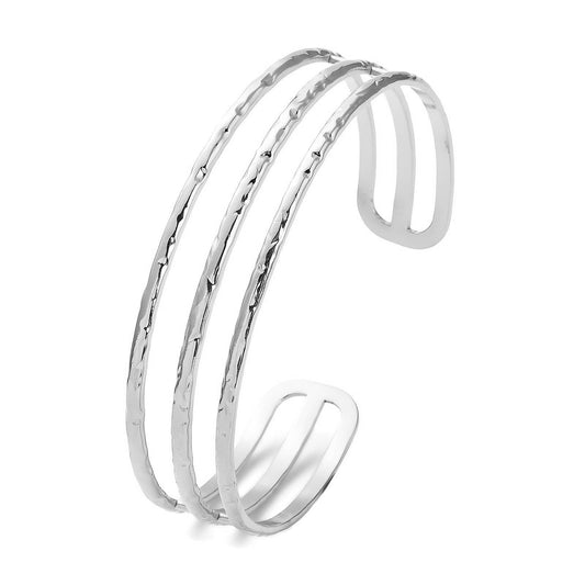 Triple Band Silver Cuff Bracelet