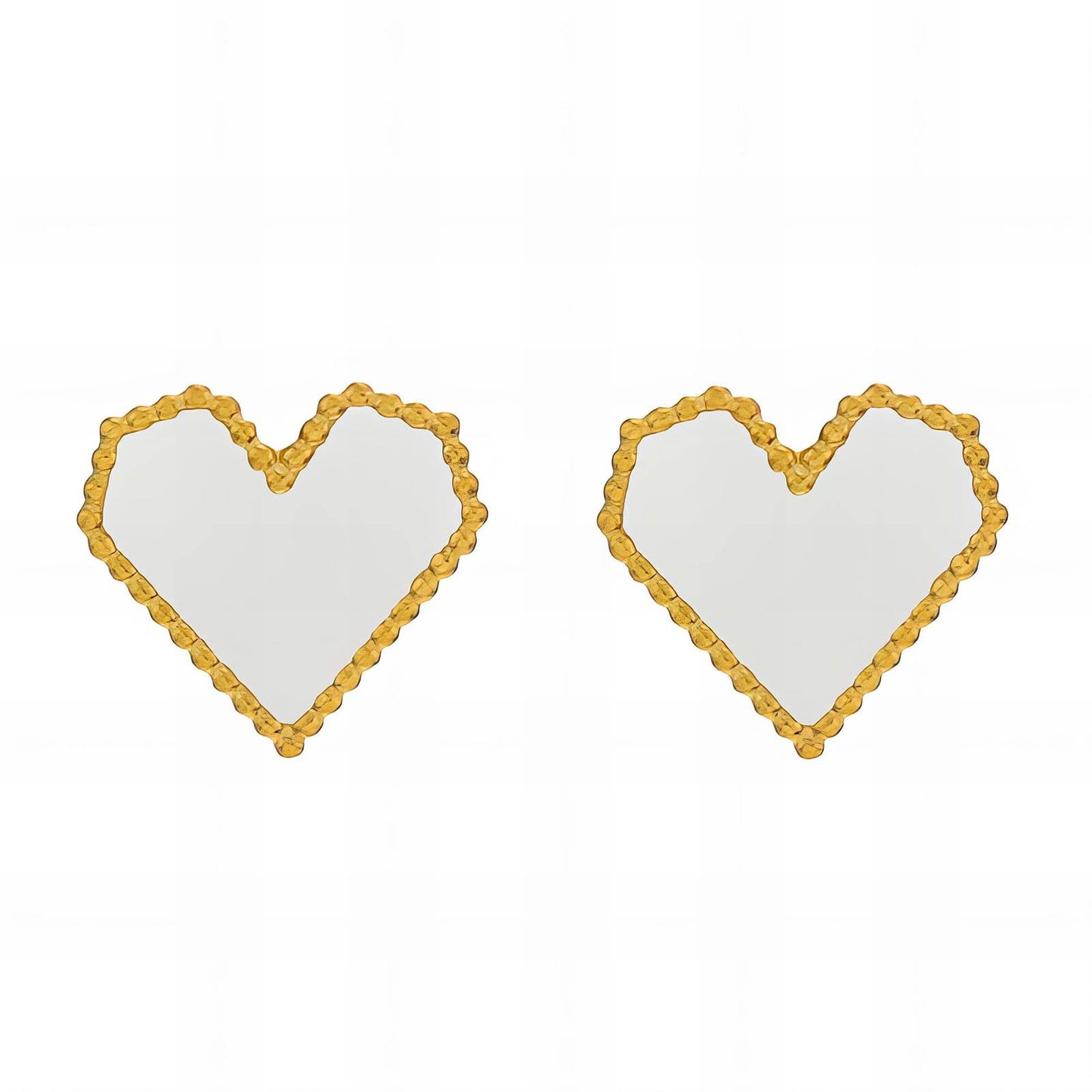 Heart-Shaped Mirror Stud Earrings