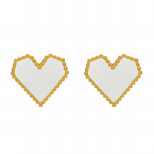 Heart-Shaped Mirror Stud Earrings