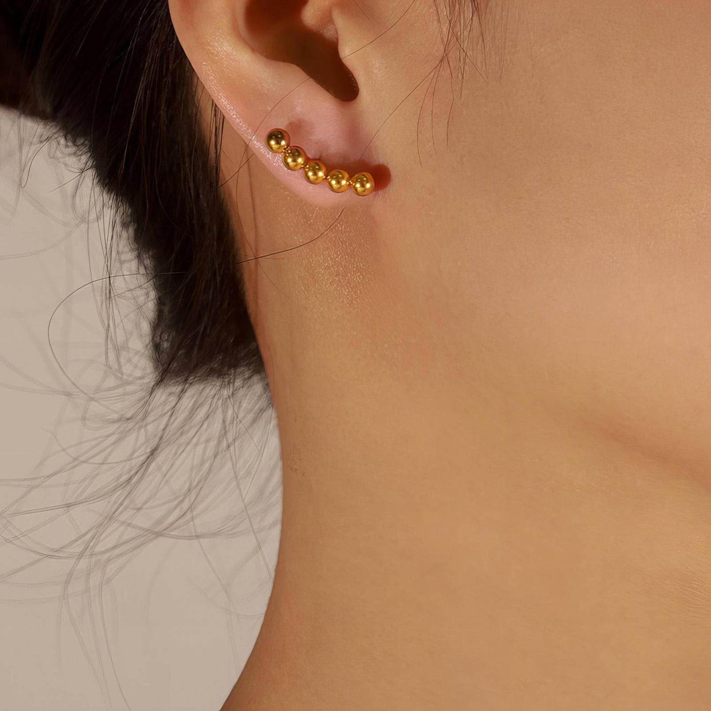 Golden Ball Stud Earrings