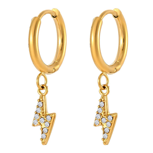 Golden Lightning Bolt Hoop Earrings