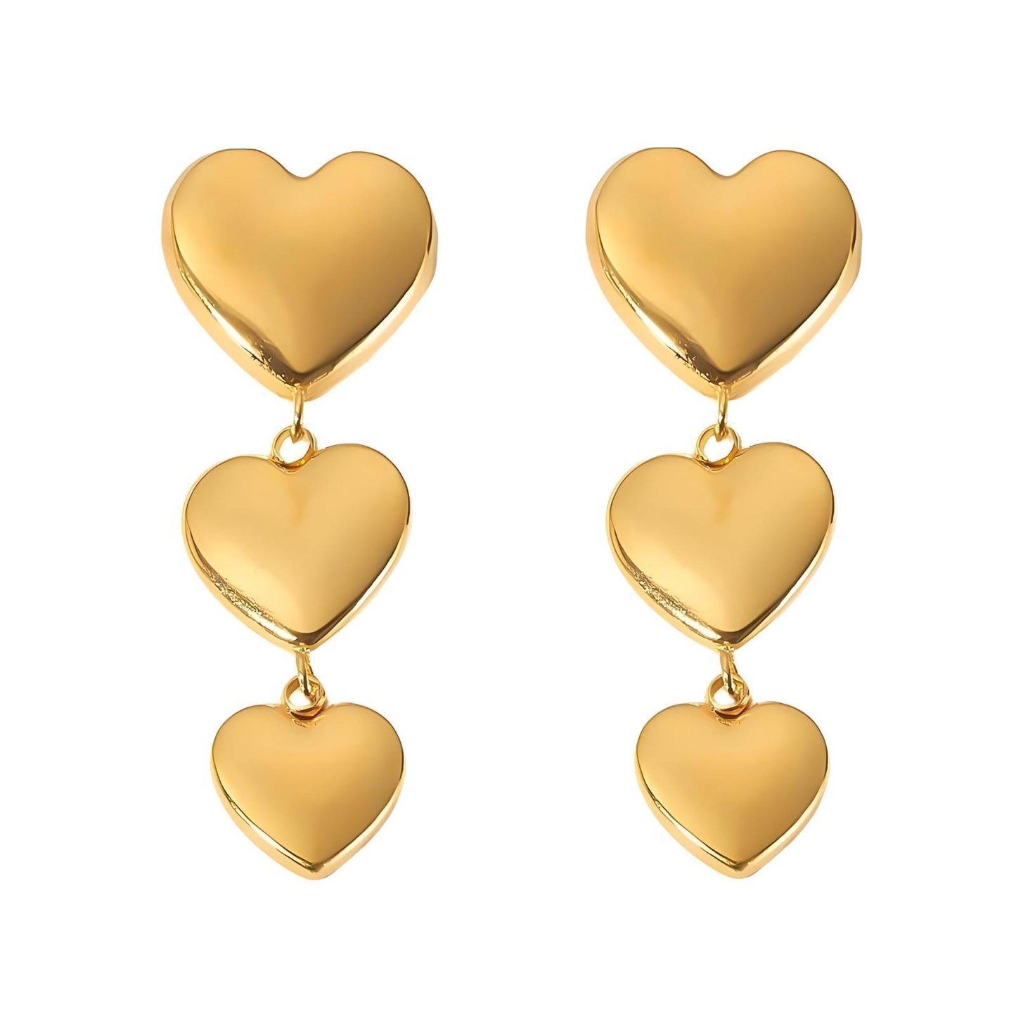 Triple Heart Drop Earrings