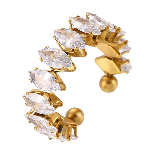 Marquise-Cut Crystal Gold Ear Cuff