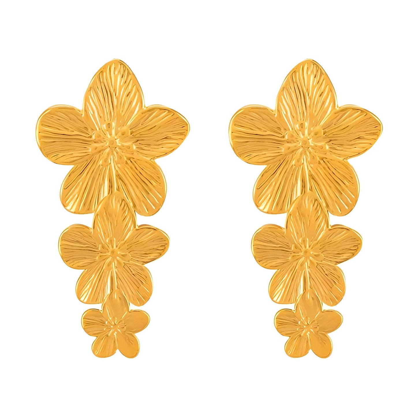 Golden Floral Drop Earrings