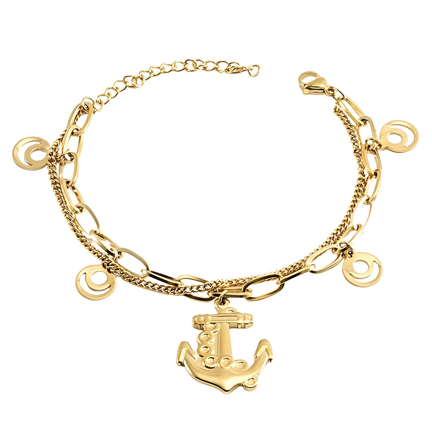 Golden Anchor Charm Bracelet