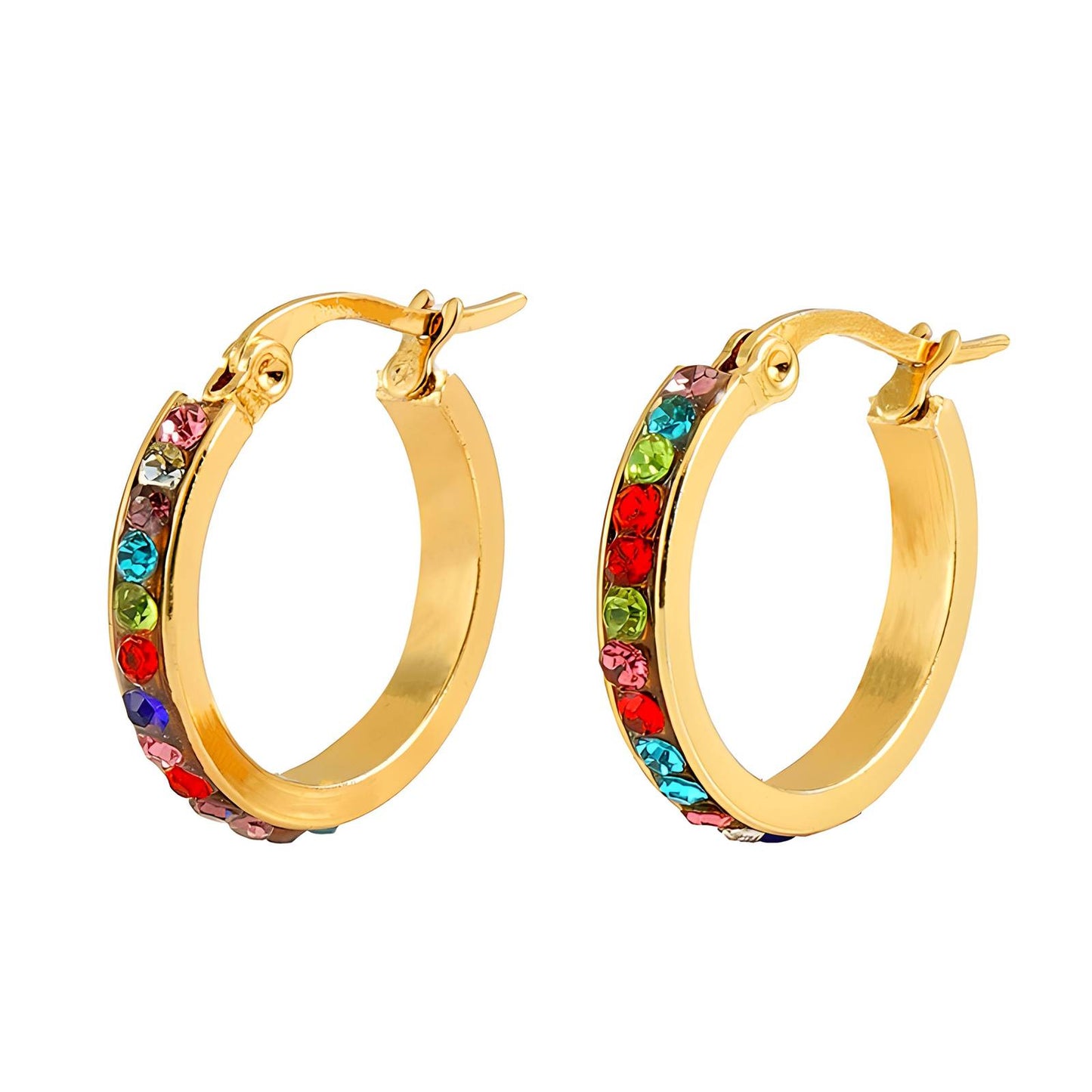 Colorful Cubic Zirconia Hoop Earrings