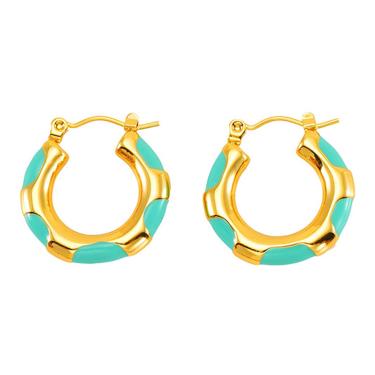 Turquoise and Gold Hoop Earrings