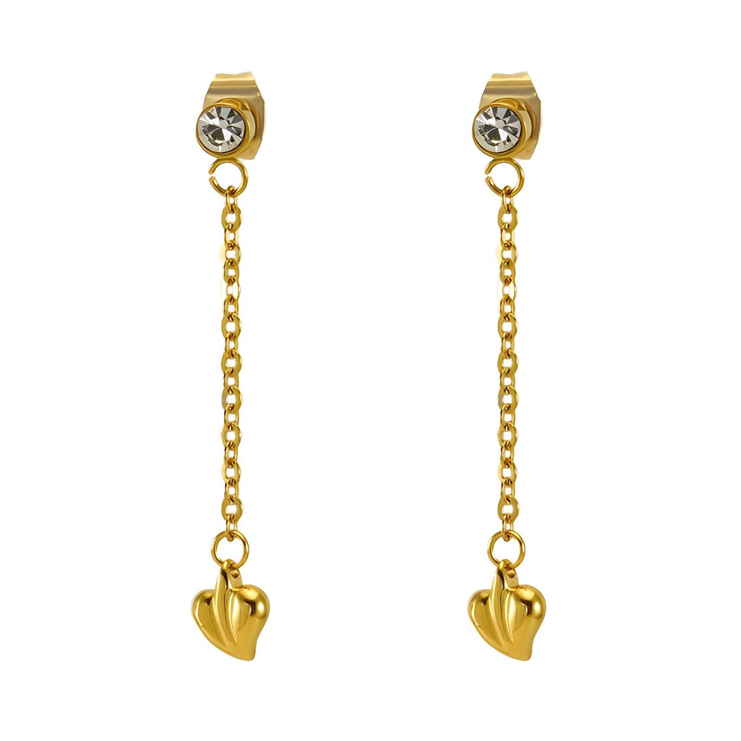 Dainty Heart Chain Drop Earrings