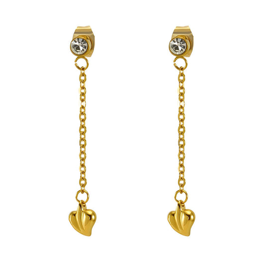 Dainty Heart Chain Drop Earrings