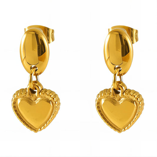 Golden Heart Drop Earrings