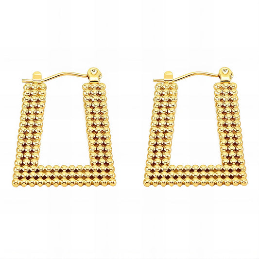 Textured Beaded Square Hoop Earrings