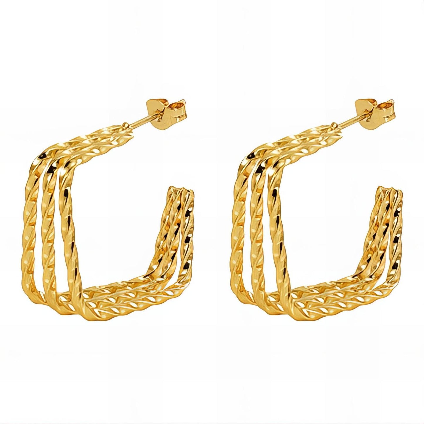 Twisted Square Hoop Earrings