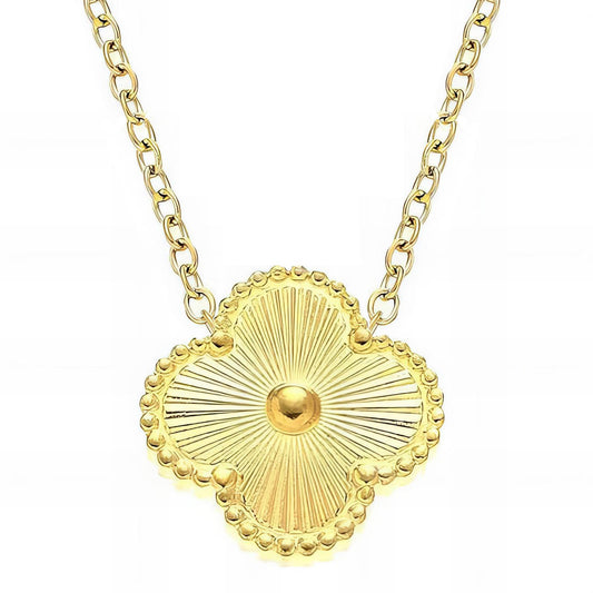 Golden Radiance Clover Pendant Necklace