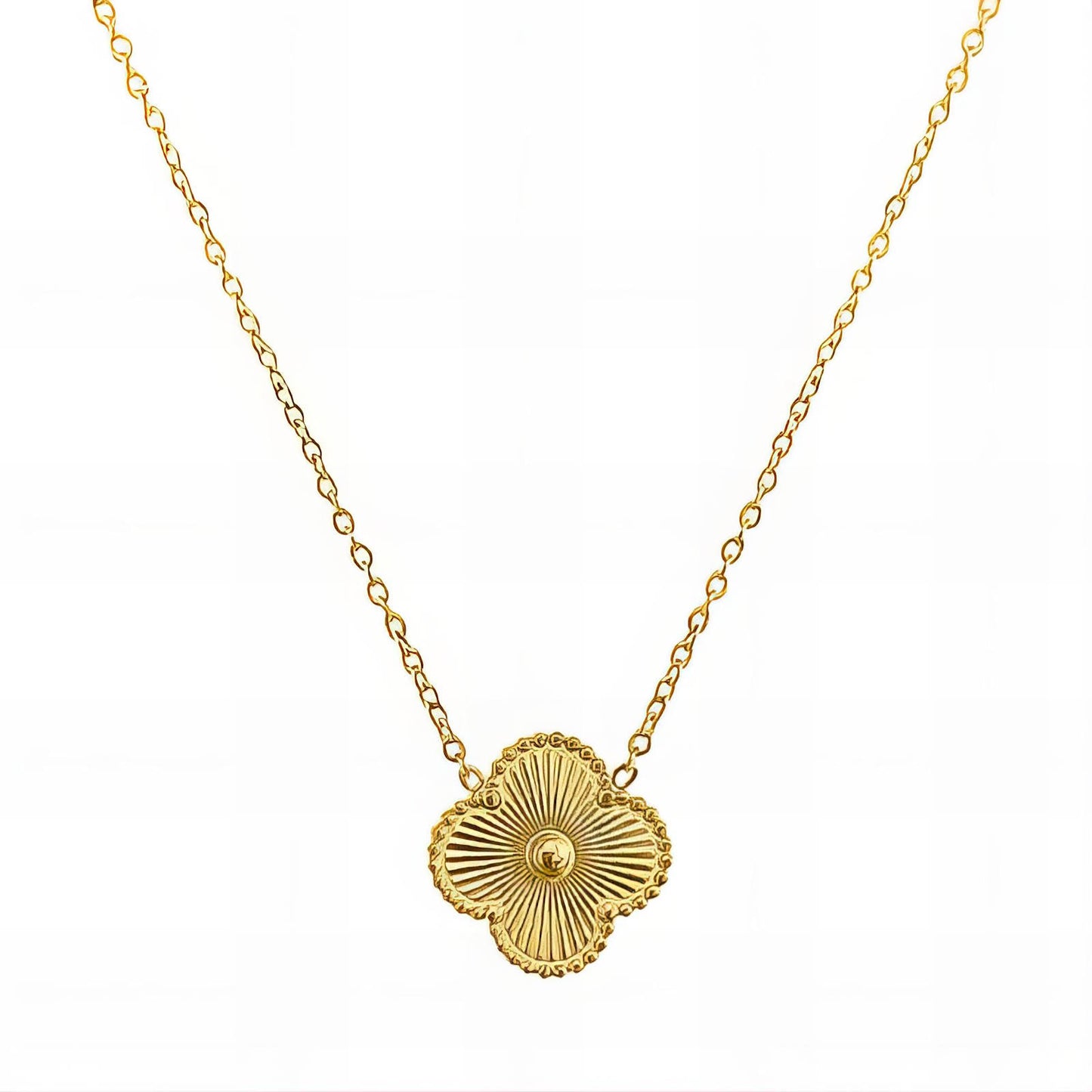 Golden Radiance Clover Pendant Necklace