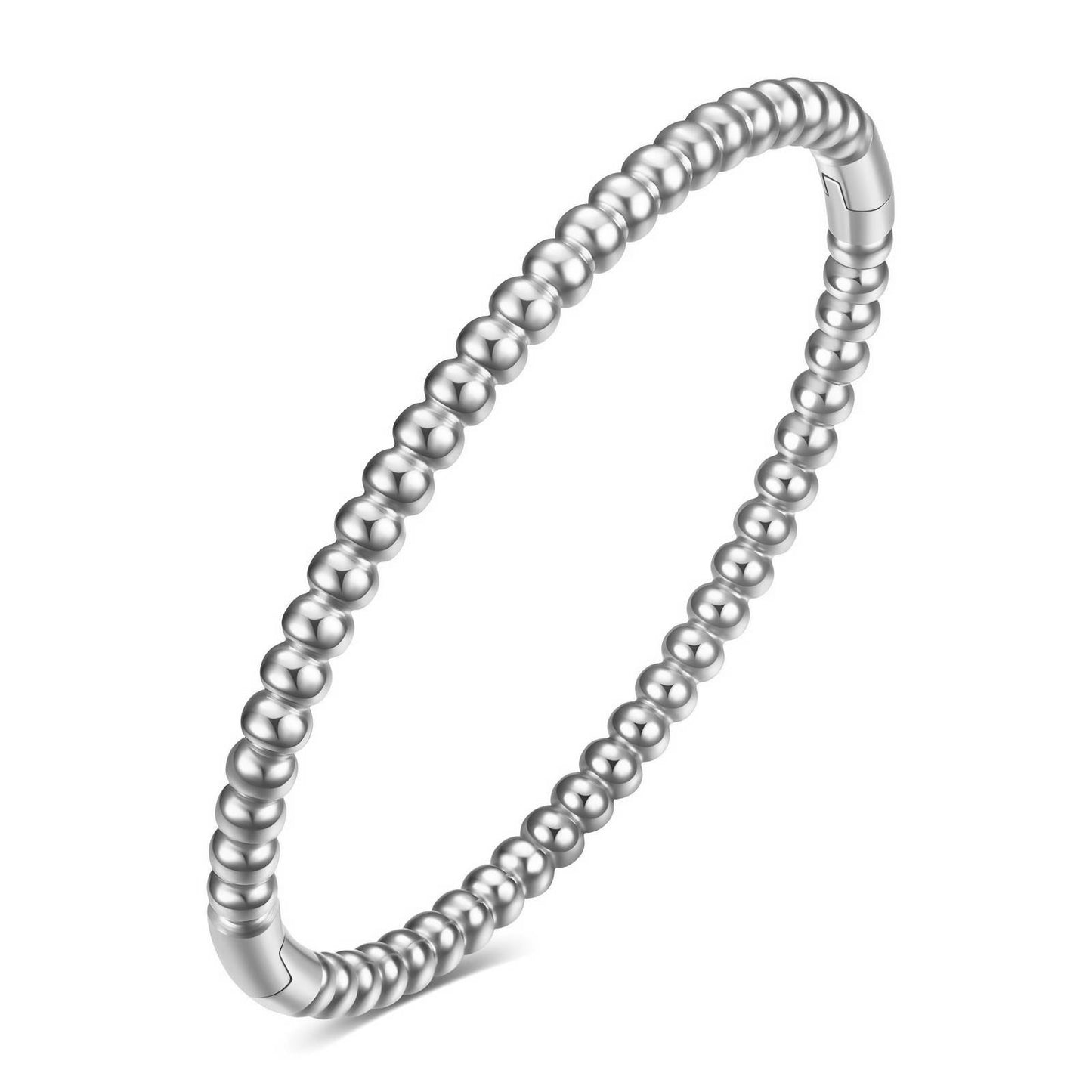 Beaded Silver Bangle Bracelet