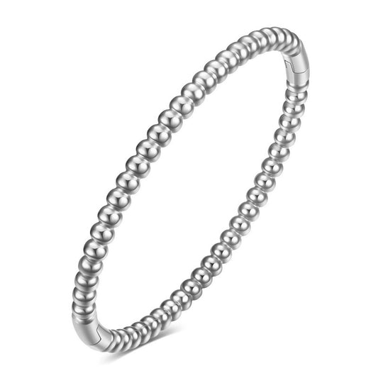 Beaded Silver Bangle Bracelet