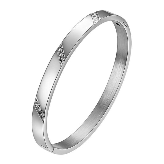 Silver Bangle with Cubic Zirconia Accents