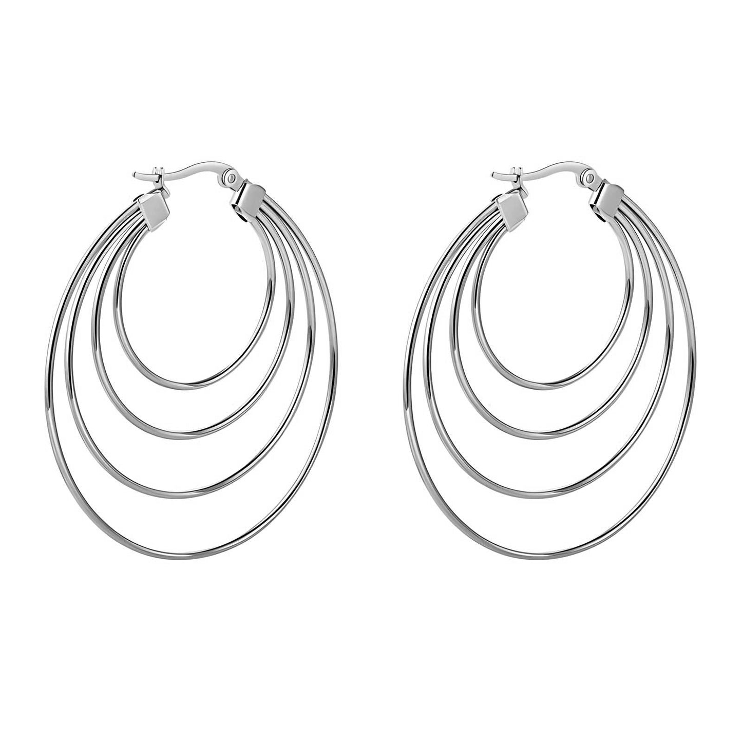 Multi-Hoop Silver Earrings